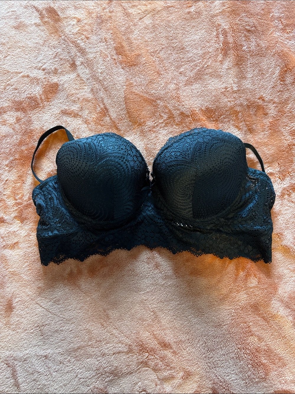 Black Lace Longline Push-Up Bra